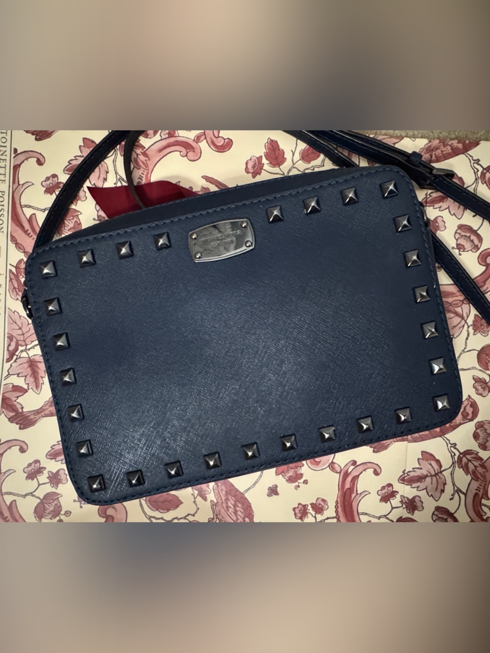 Michael Kors Navy Pyramid-Stud Crossbody
